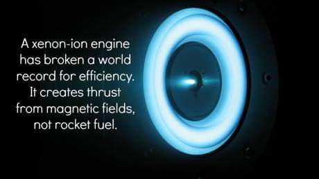 A xenon-ion engine has broke a world record for efficiency.