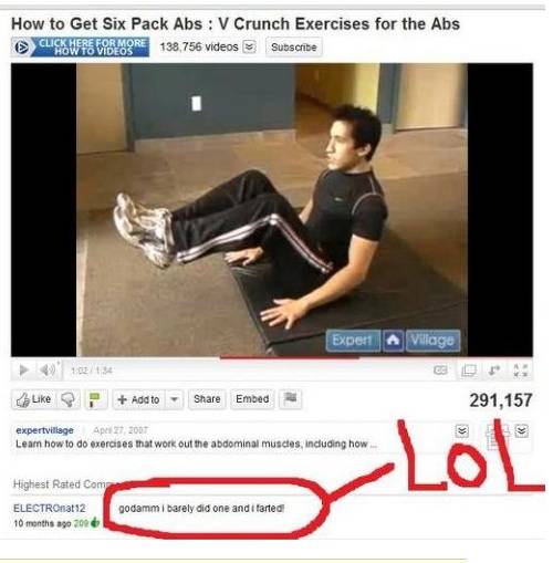 Funny comment - How to get six pack abs