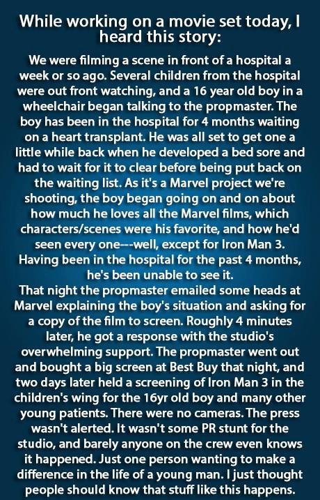 Iron Man 3 screening held for the young patients in hospital - Story you can't hear on the news 