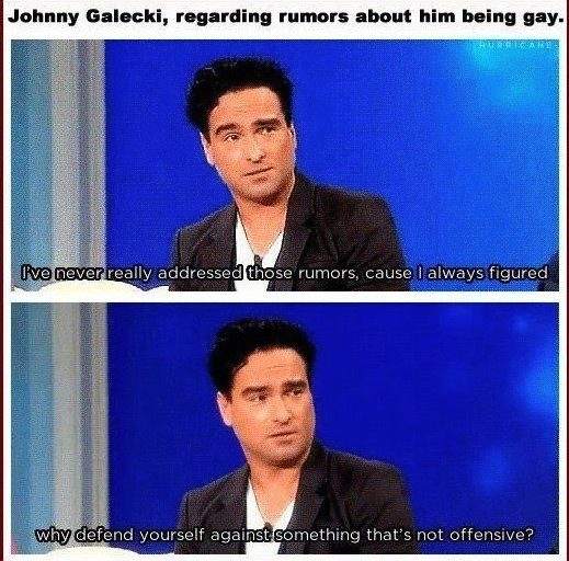 Johnny Galecki, regarding rumors about him being gay.