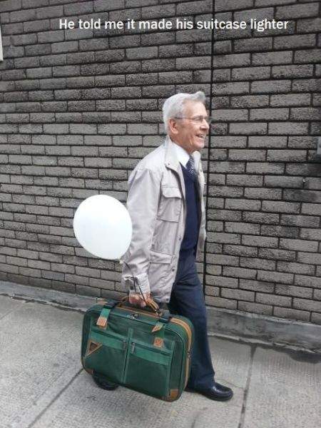 Man with the bag and balloon