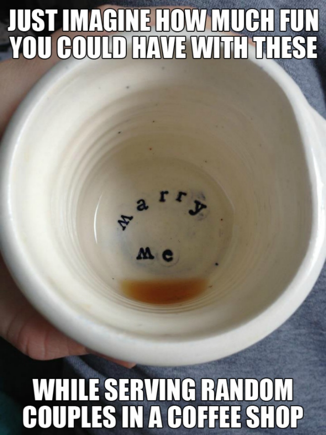 Marry me -  the bottom of the cup of coffee 