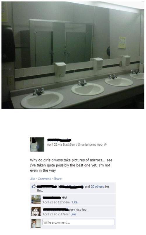 Why do girls always take picture of mirrors...