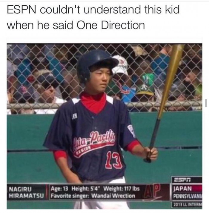 ESPN couldn't understand this kid when he said One Direction