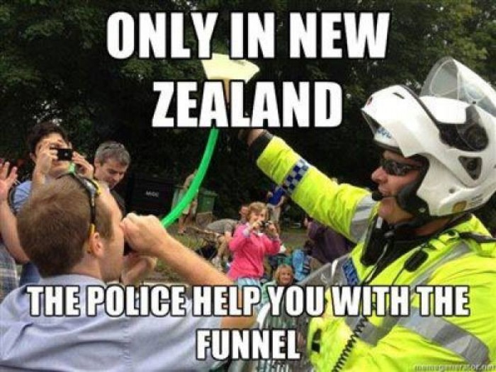 Only in New Zealand the police help you with the funnel