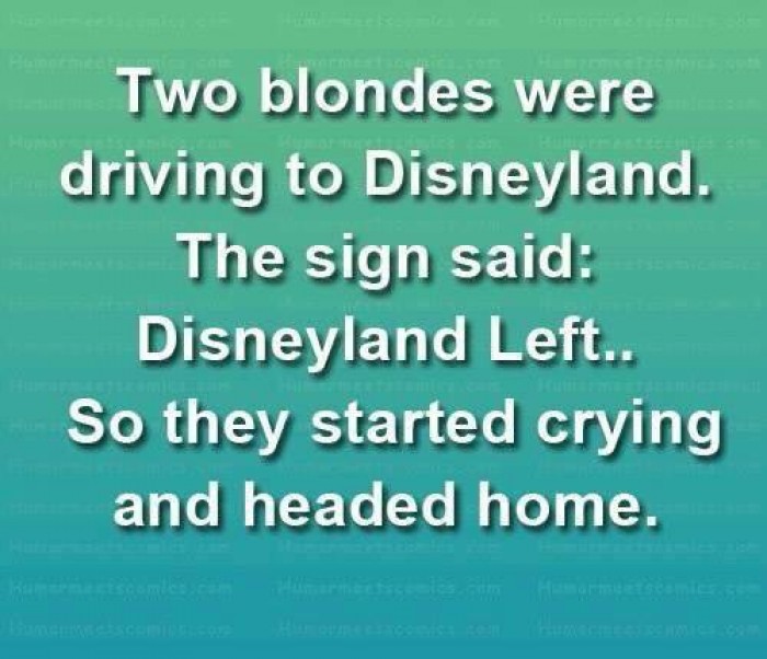 Two blondes were driving to Disneyland...