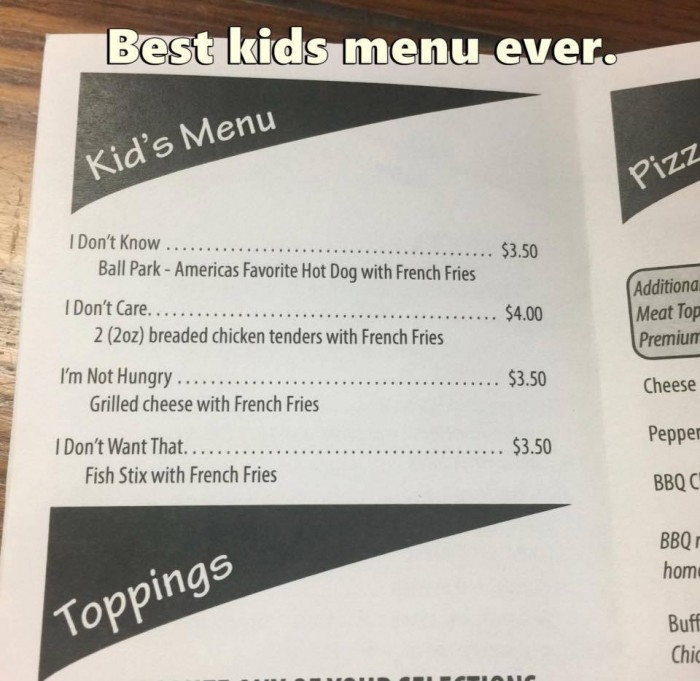 Best kids menu ever
