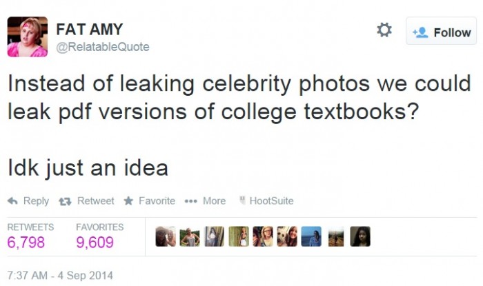 Instead of leaking celebrity photos leak college textbooks?