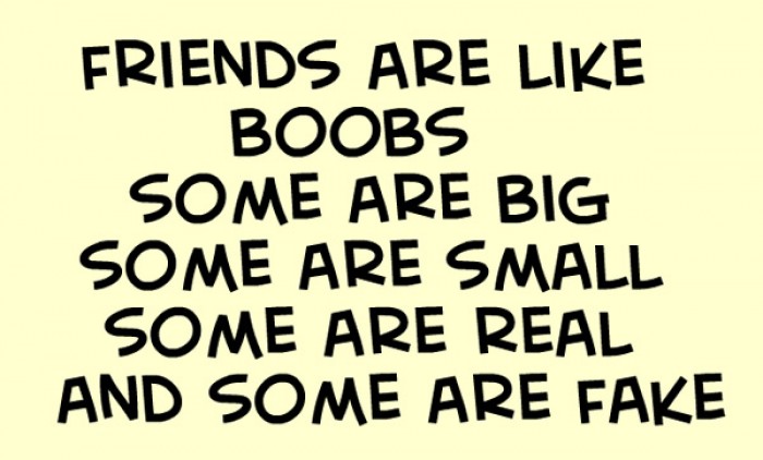 Friends are like boobs some are ...