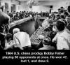 1964 U.S. Chess prodigy Bobby Fisher playing 50 opponents at once.