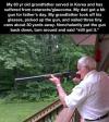 83 yr old grandfather remembers Korea war when received bb gun for fathers day. 