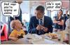Barack Obama and kid at kindergarten - Dad says you're spynig us online!