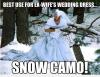Best use for ex wife's wedding dress, snow camouflage