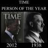 Time magazine person of the year 2012 and 1938 Obama Hitler 