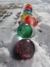 Giant marbles for Christmas decorations on the yard