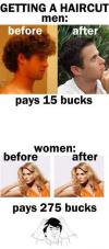 Getting a haircut - difference between man and woman 