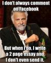 I don't always comment on Facebook But when I do, I write a 2 page essay and I don't even send it 