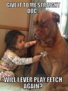 Kid and dog playing doctor.