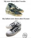 My new shoes after 3 weeks and my fathers new shoes after 10 years.