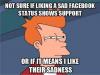 Not sure if liking a sad Facebook status shows support or if it means I like Their sadness