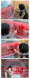 Painting on the dusted car