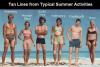 Tan lines from typical summer activities!