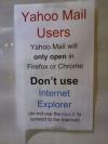 Warning at internet coffee for Yahoo mail users and Internet Explorer 