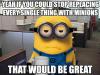 Yeah if you could stop replacing every single thing with minions