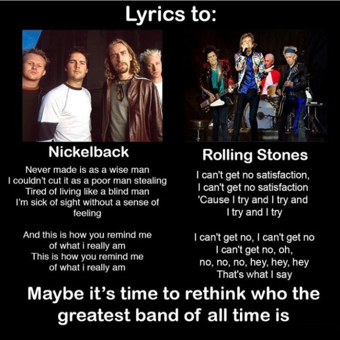 Nickelback vs Rolling Stones Lyrics