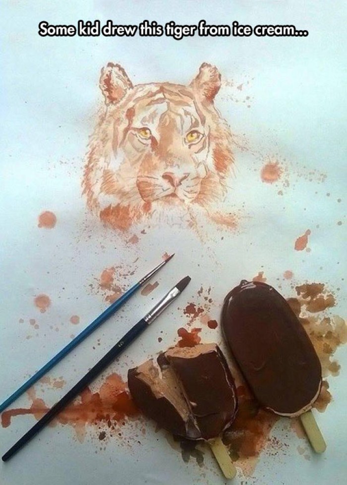 Amazing Tiger Painting From Ice Cream